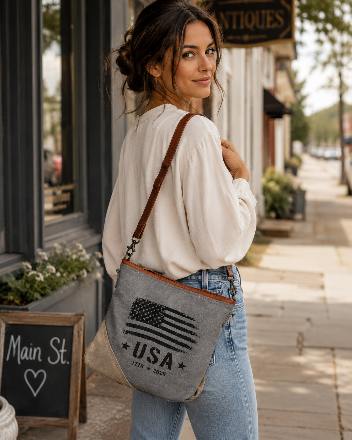 250th Anniversary Crossbody Bag – America 250 – Recycled Military Patriotic Canvas Bags