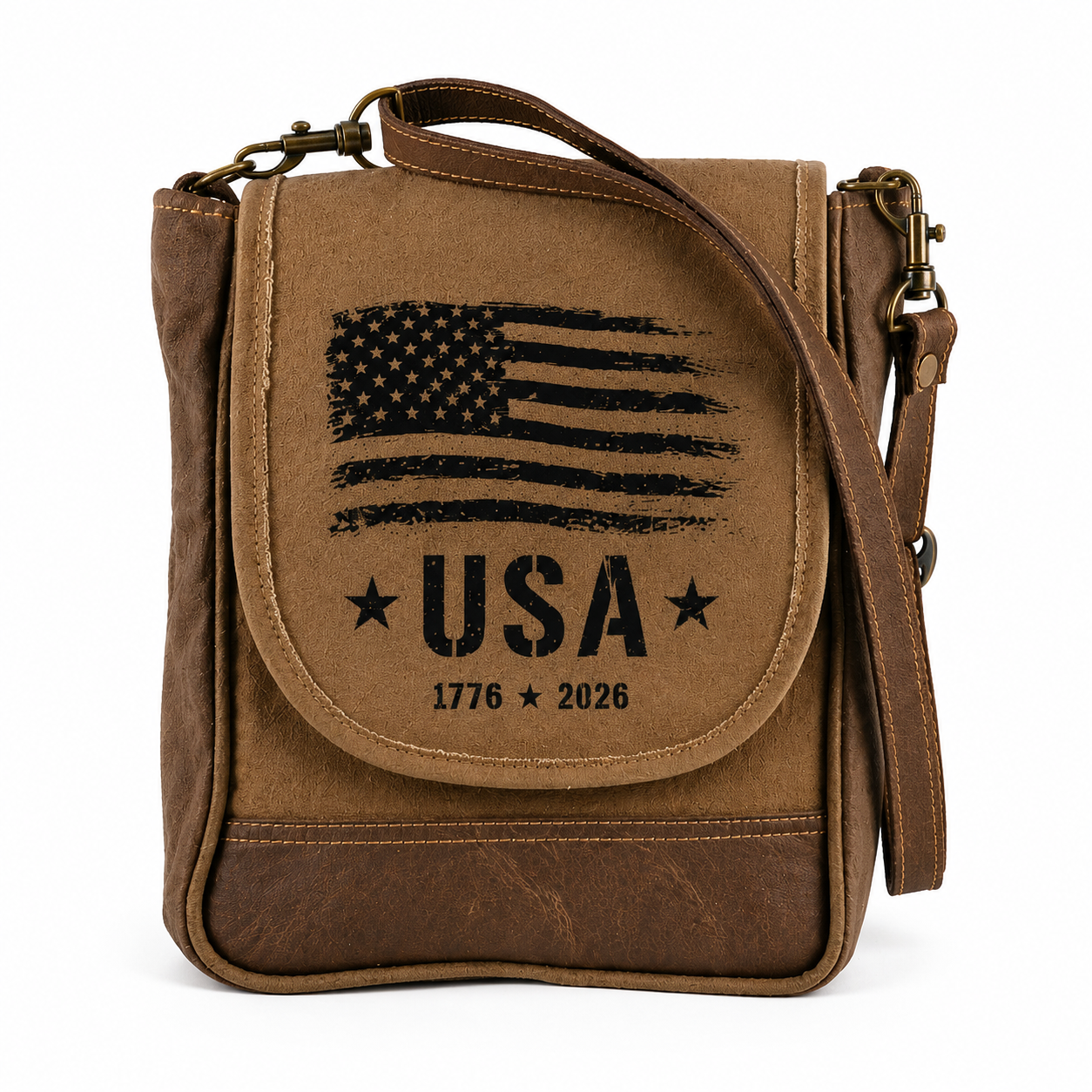 250th Anniversary USA Repurposed Military Canvas Crossbody Bag
