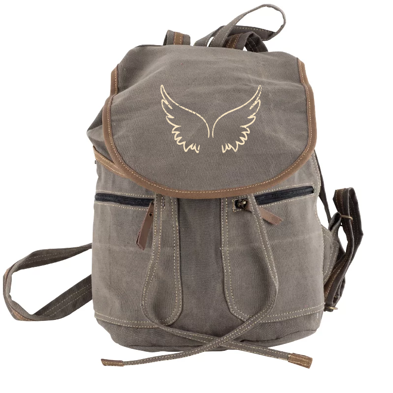 Unisex Gray Sustainable Canvas Backpack — Choose Your Branch and Print