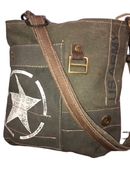 US Army Repurposed Sustainable Military Canvas Crossbody Bag ~ Ready to Report for Duty