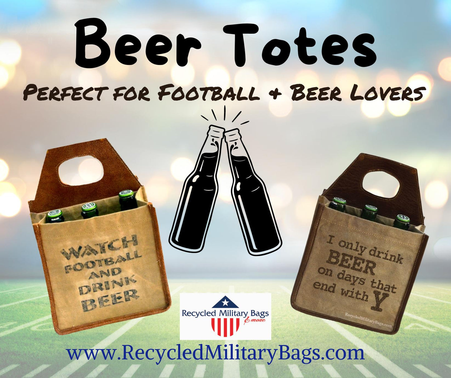 Military Canvas Tote for Women – Football & Beer Funny Gift – Unique Gift Idea for Her