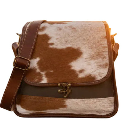 Brown Cowhide Satchel Crossbody