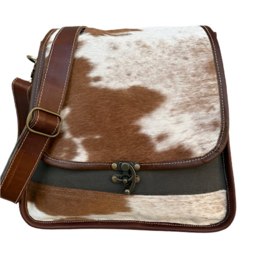 Brown Cowhide Satchel Crossbody