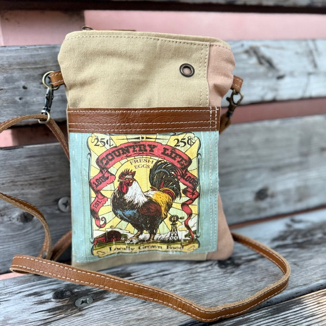 NEW! Country Life Rooster - Chicken Passport Sustainable Military Canvas Bag