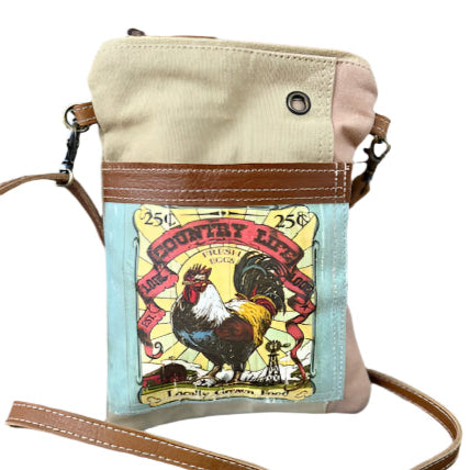 NEW! Country Life Rooster - Chicken Passport Sustainable Military Canvas Bag