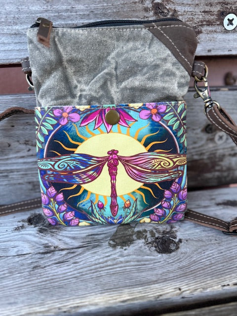 Dragonfly Passport Bohemian Style Sustainable Military Canvas Bag