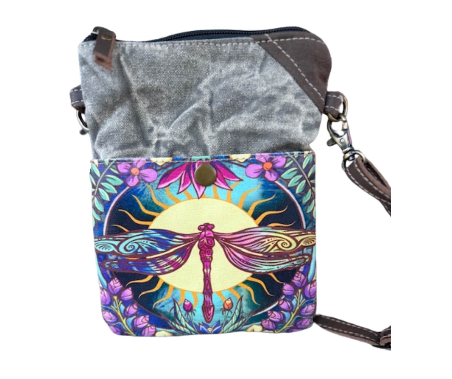 Dragonfly Passport Bohemian Style Sustainable Military Canvas Bag