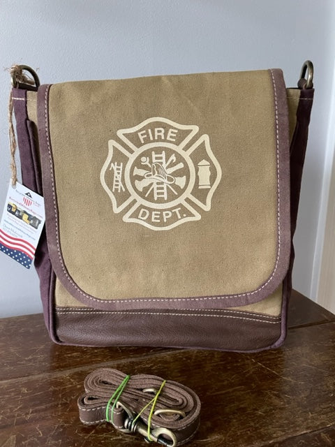 Firefighter Maltese Logo Sustainable Canvas Minimalist Messenger Crossbody Bag Purse