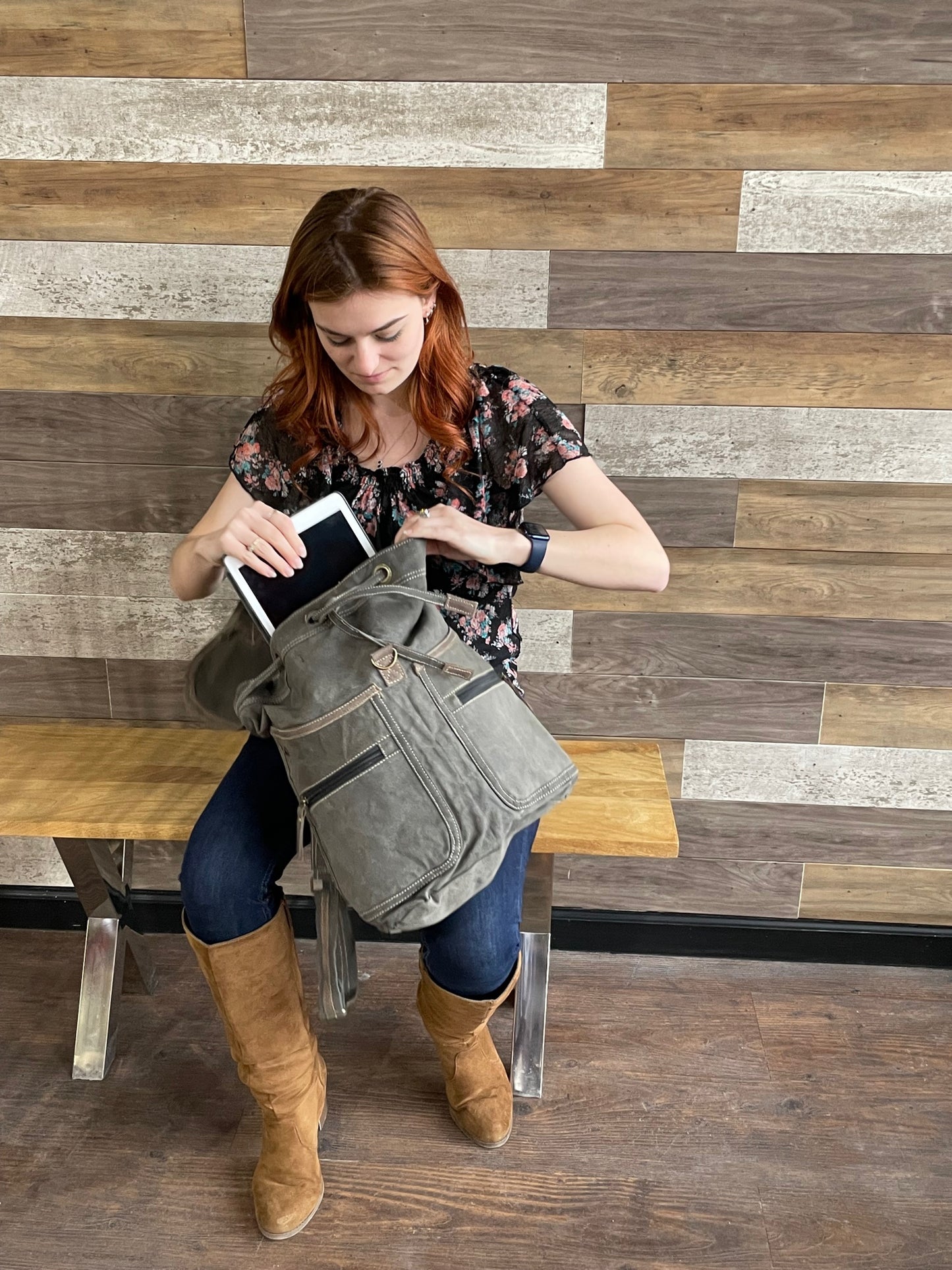 US Navy Large Gray Sustainable Canvas Backpack ~ Perfect Gift for the Navy Proud!
