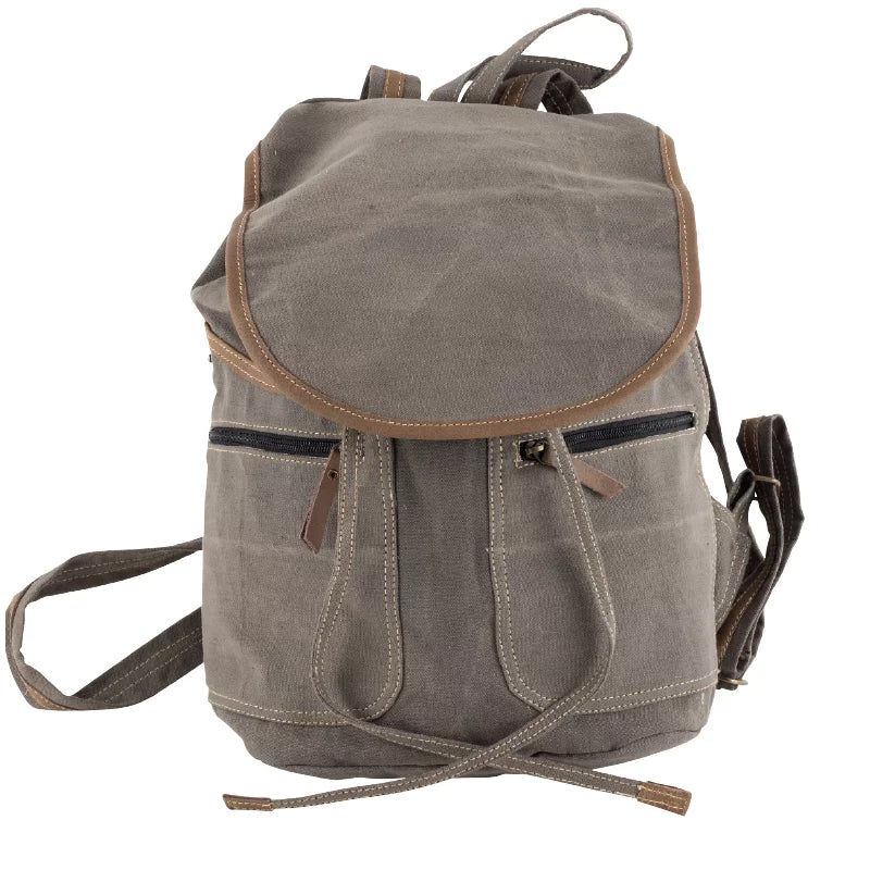Unisex Gray Canvas Backpack – Upcycled Military Canvas  display picture 3