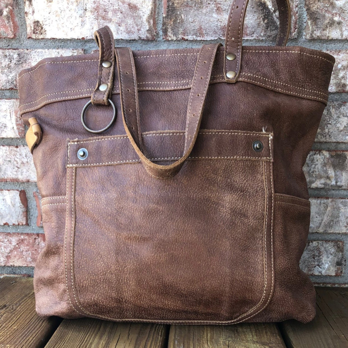 Distressed Repurposed Leather Shoulder Bag Purse Tote or Travel Bag!