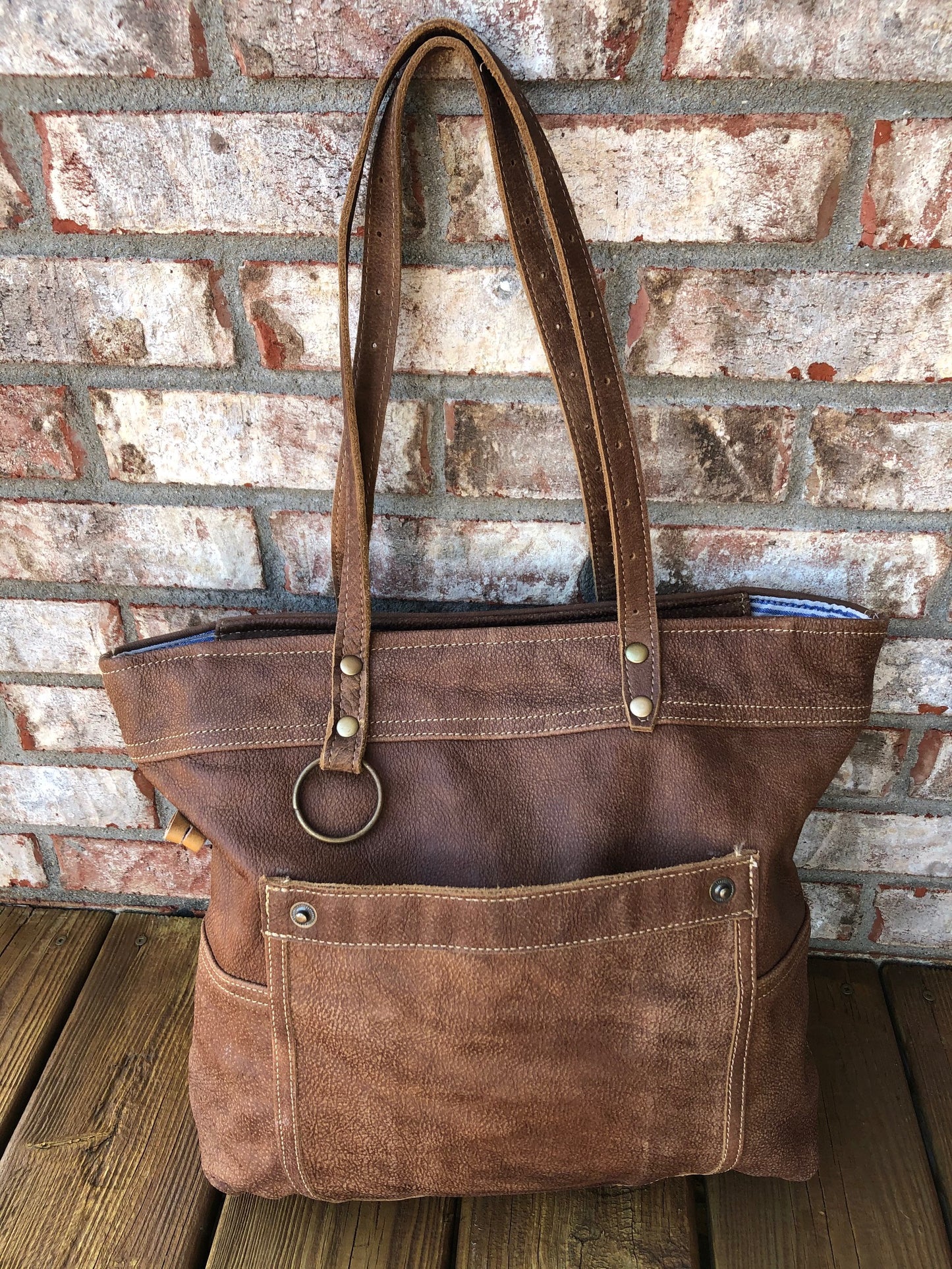 Distressed Repurposed Leather Shoulder Bag Purse Tote or Travel Bag!