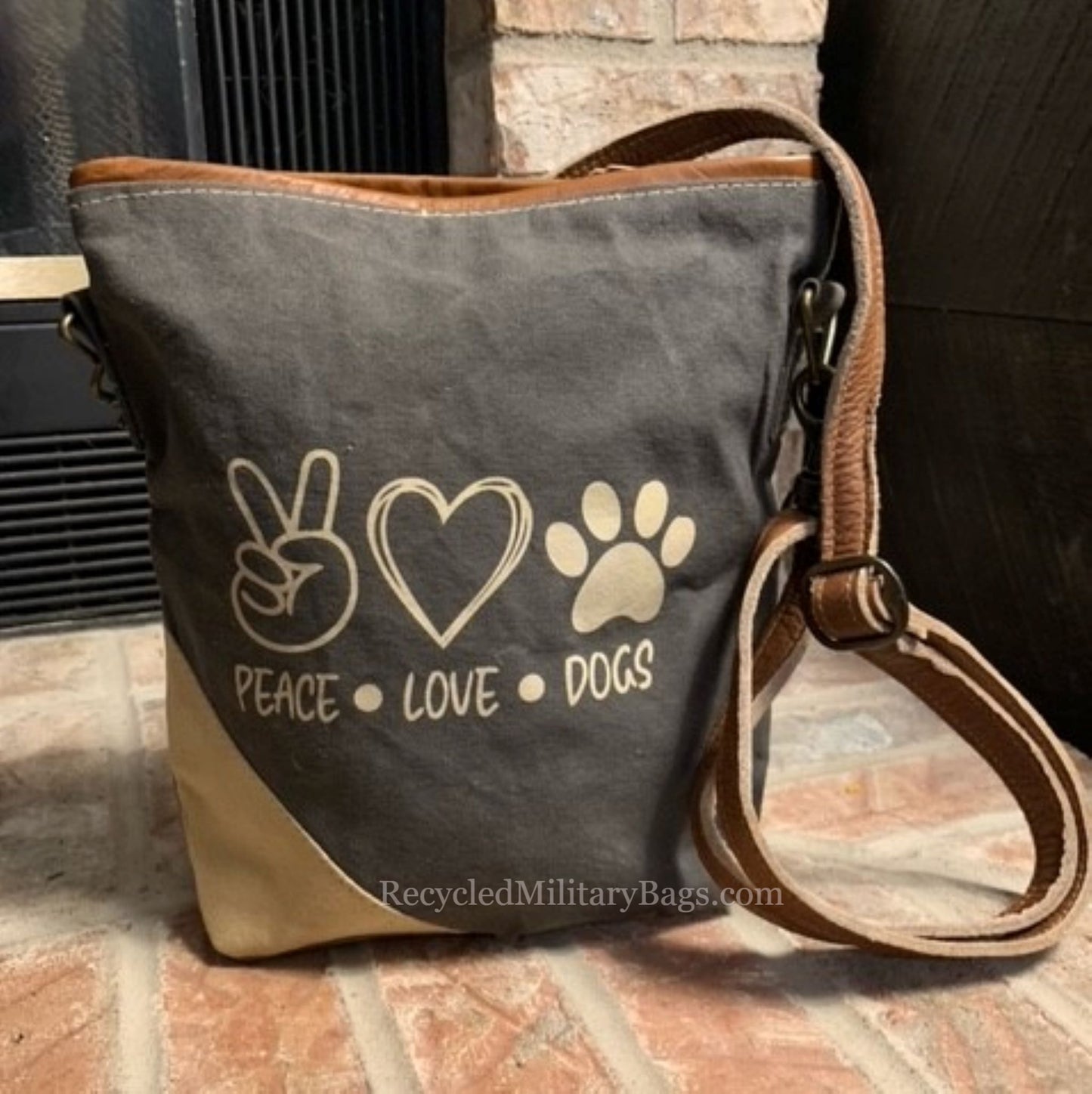 Peace Love Dogs Sustainable Canvas Purse Crossbody Bag