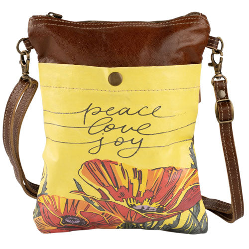 NEW! Peace Love Joy - Sunshine Yellow with Poppies Crossbody ☀️