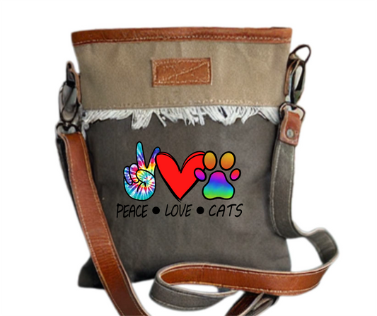 Peace Love Cats in the Cool and Groovy Custom Color Print