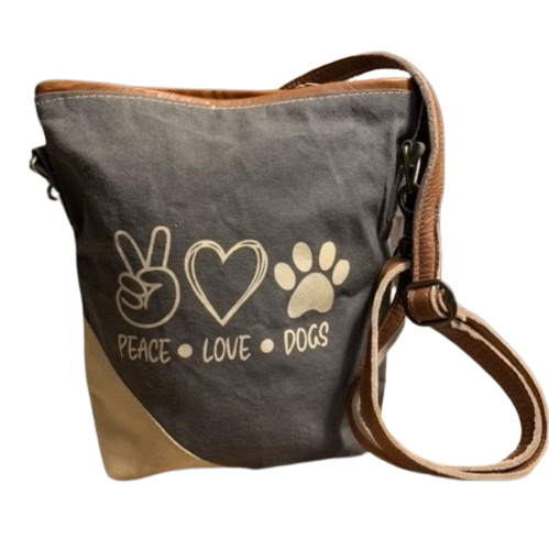 Peace Love Dogs Sustainable Canvas Purse Crossbody Bag