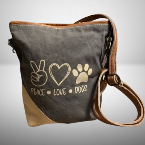 Peace Love Dogs Sustainable Canvas Purse Crossbody Bag