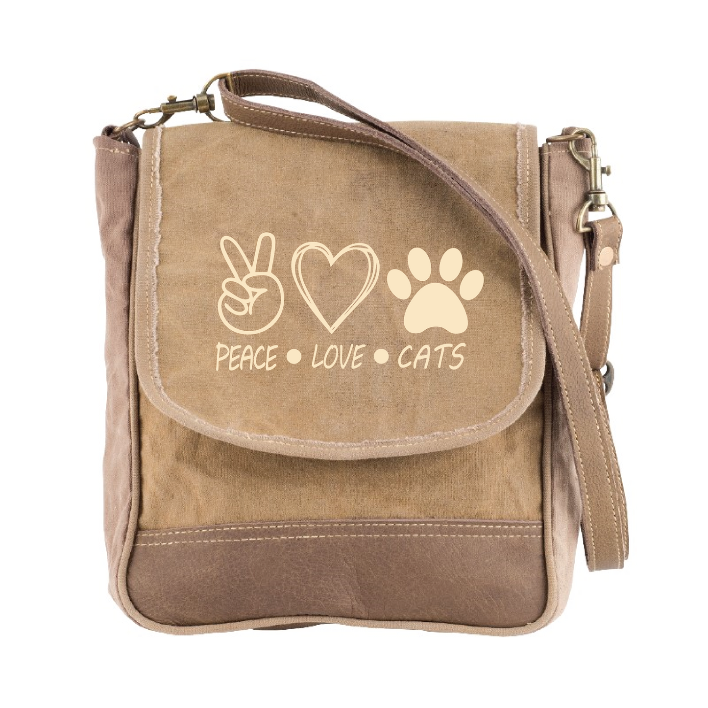 Small Messenger Minimalist Sustainable Canvas Crossbody ~ Custom Print