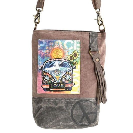 Peace and Love Bus Hippie Van Crossbody Bag