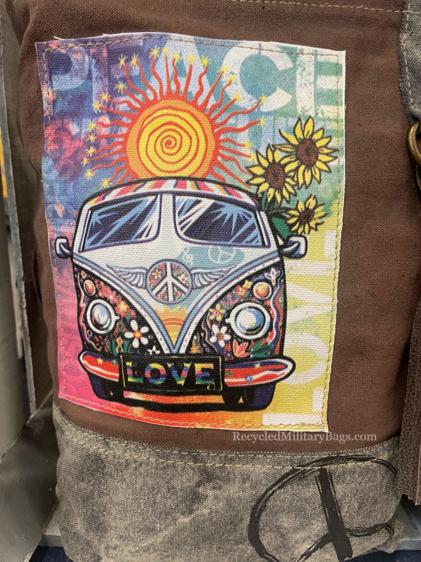 Peace and Love Bus Hippie Van Crossbody Bag