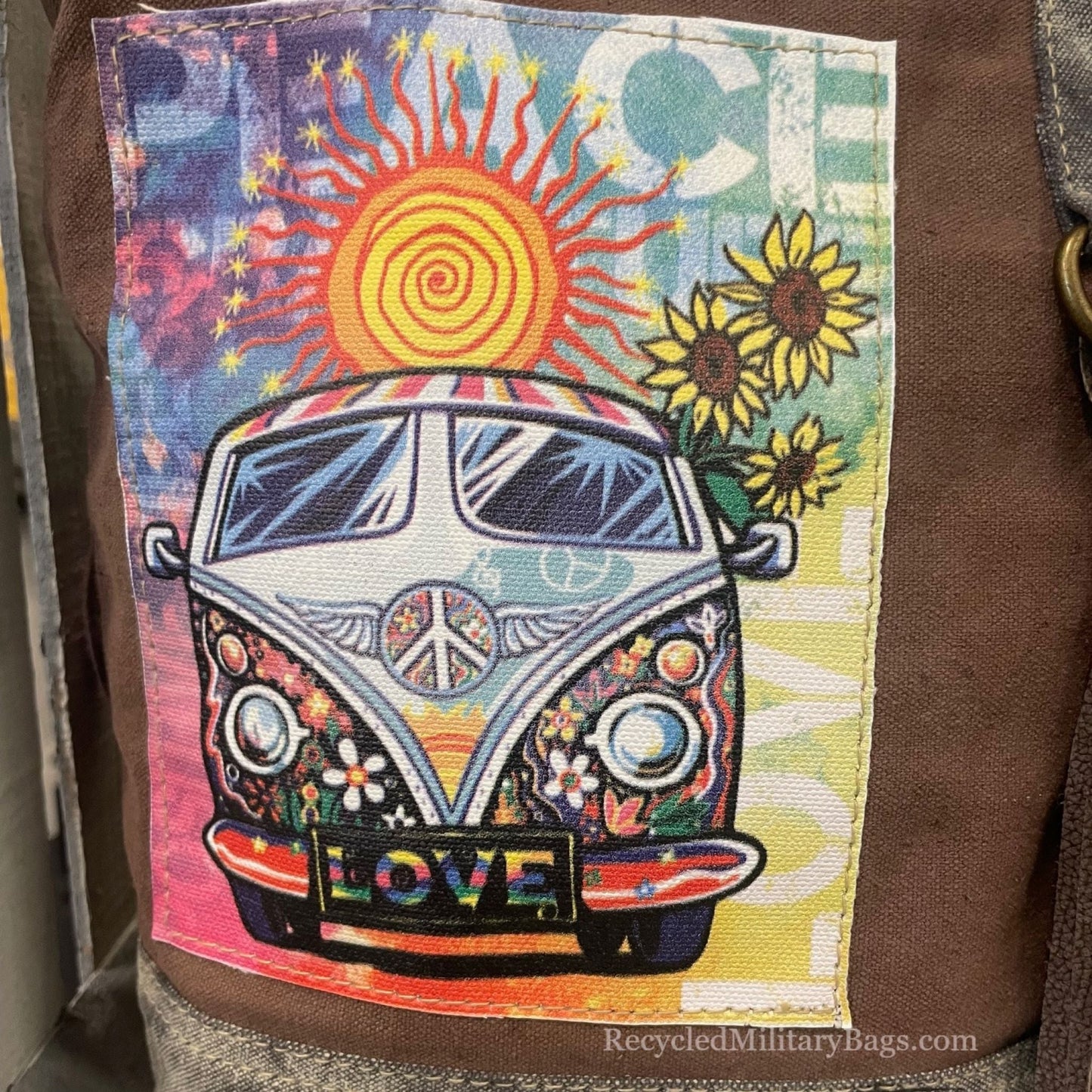 Peace and Love Bus Hippie Van Crossbody Bag