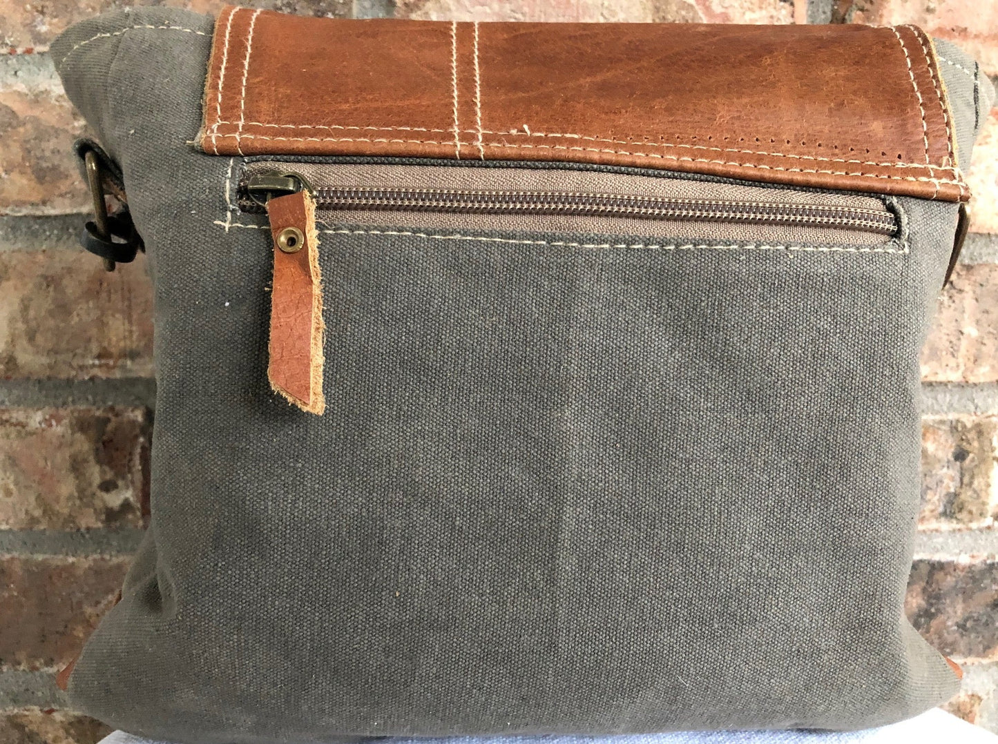 Sustainable Canvas with Leather Flap Shoulder Crossbody Bag ~ Goes with Everything!