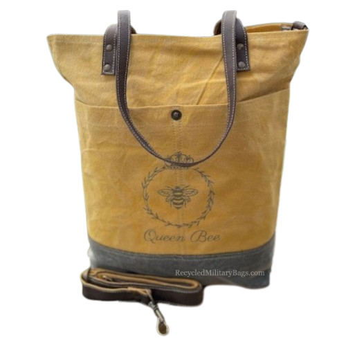 Queen Bee Sustainable Canvas Purse Travel Tote or Weekender Bag
