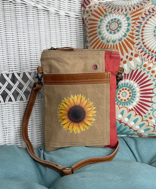 Sunflower Small Crossbody or Passport Bag