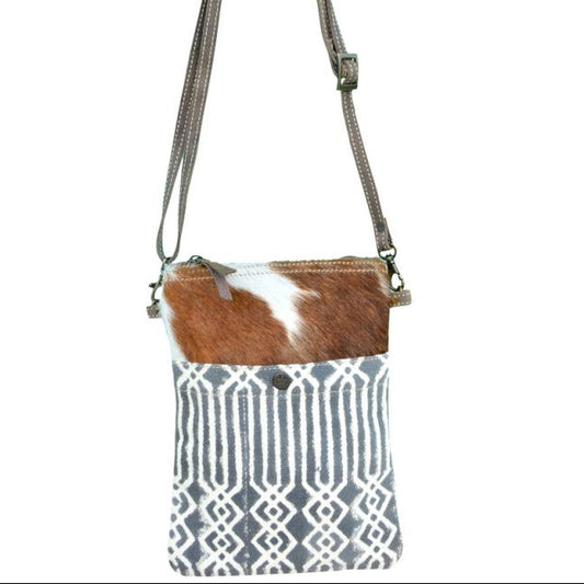 Canvas Crossbody Purse – Western Cowhide Trellis Small Crossbody for Women – Unique Western Gift Idea
