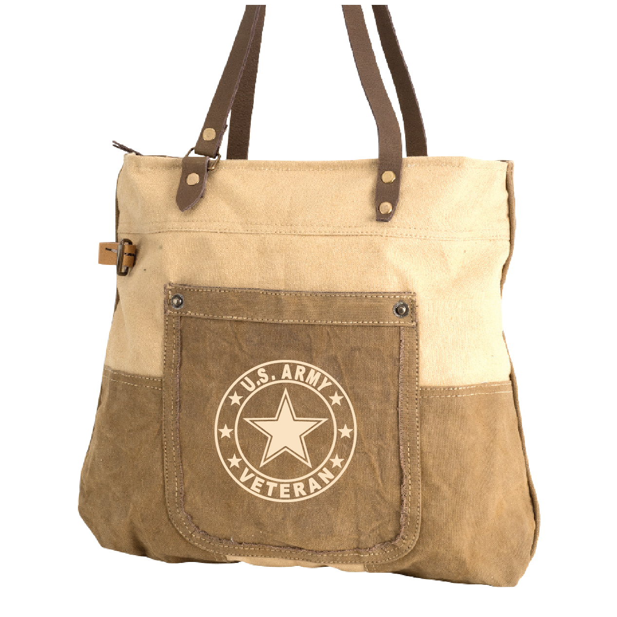 SPECIAL ORDER with ANY ONE or TWO MILITARY BRANCHES or VETERAN Print ~ Two Tone Tote