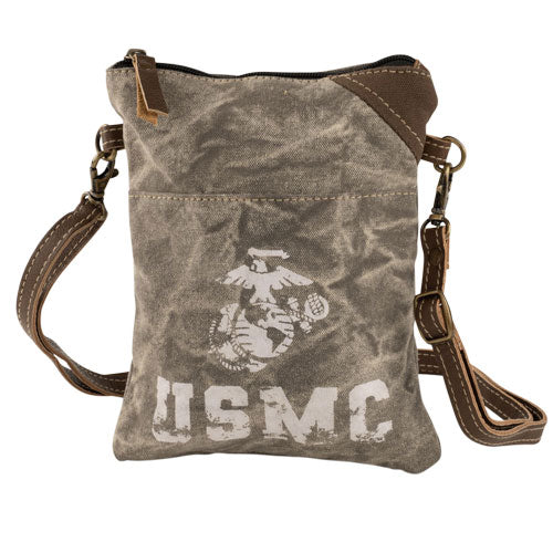 Military Canvas Crossbody Bag – USMC Marine Corps Passport Purse for Women – Gift for Marine Mom