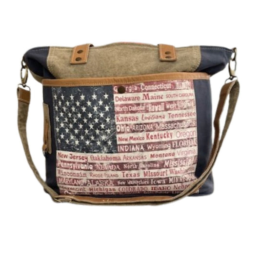 Patriotic American Flag State Tote Bag with Luggage Sleeve for Easy Traveling!