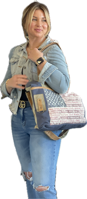 Patriotic American Flag State Tote Bag with Luggage Sleeve for Easy Traveling!
