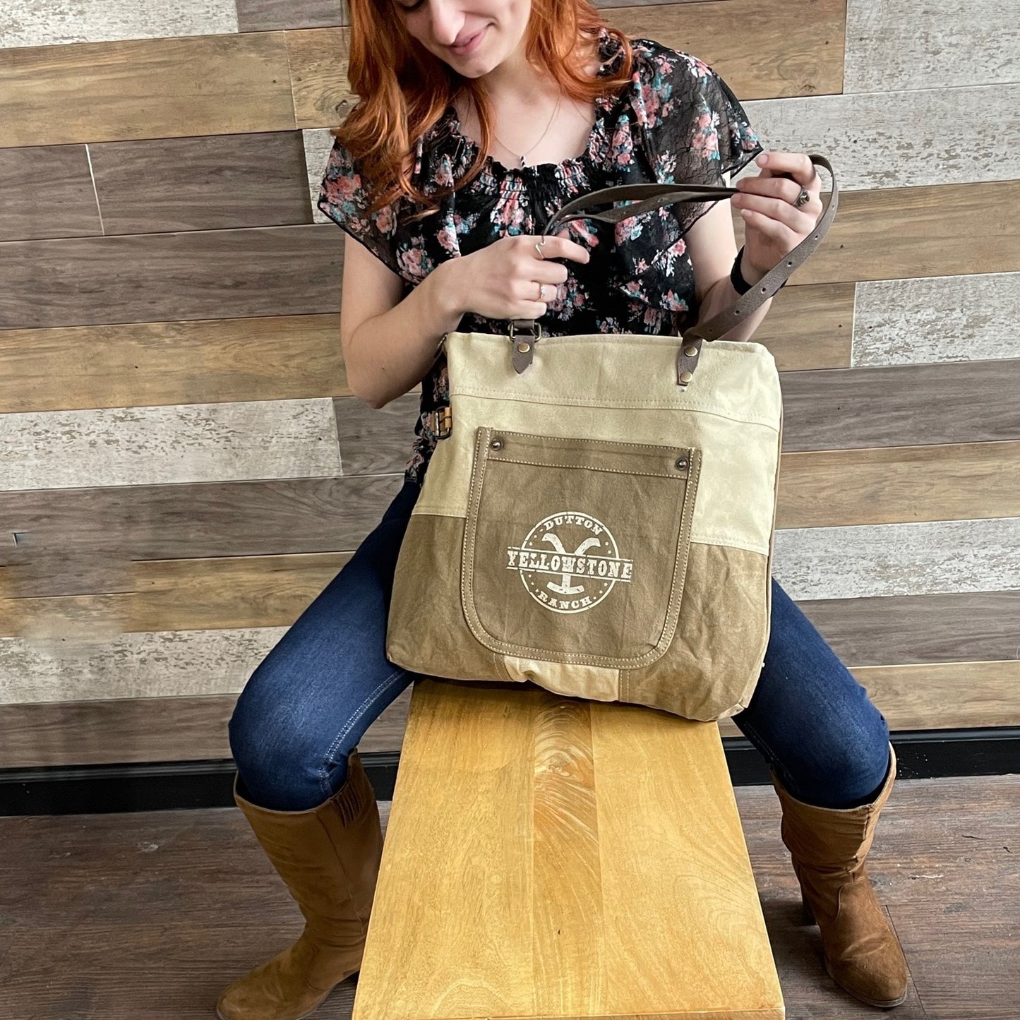 Army Mom Two Tone Sustainable Canvas Tote or Shoulder Bag Purse