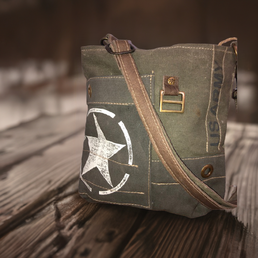 US Army Repurposed Sustainable Military Canvas Crossbody Bag ~ Ready to Report for Duty