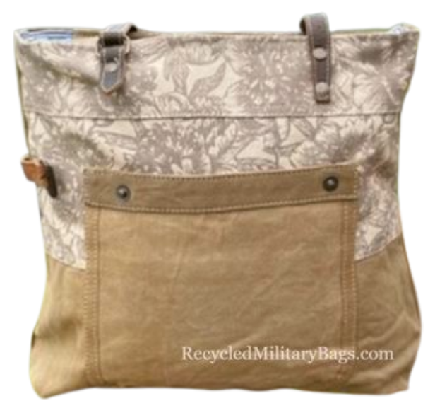 Upcycled Canvas Tote Messenger Shoulder Bag