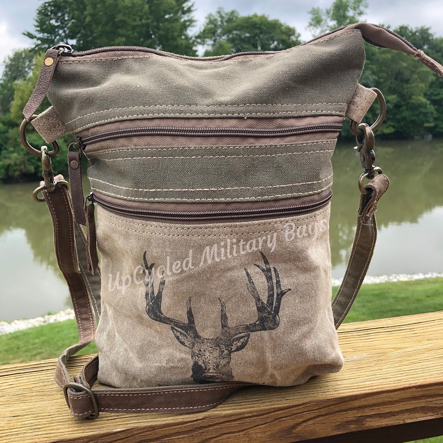 Deer Buck Sustainable Canvas Crossbody Bag Buck Deer Stag