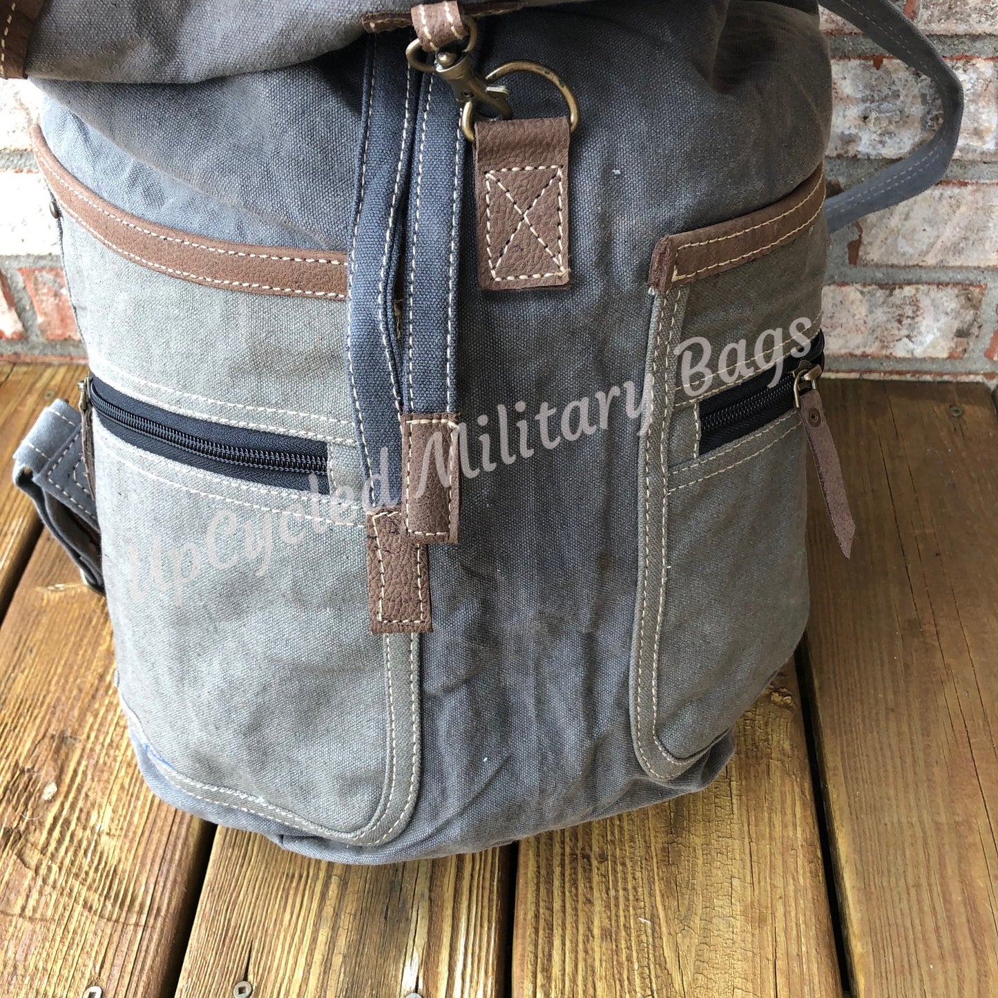 Unisex Gray Large Sustainable Canvas Backpack