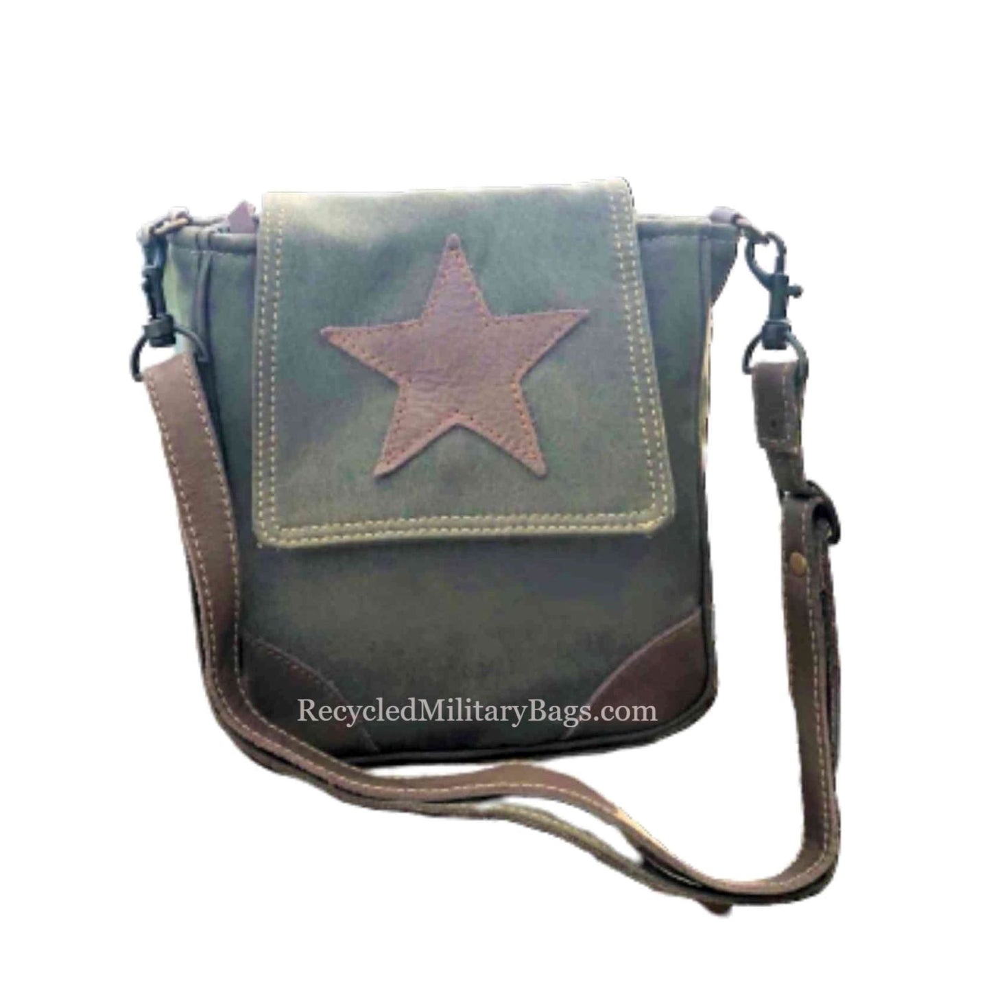 Small Crossbody Bag with Leather Star Purse ~ Great Gift for Army Mom Wife or Veteran