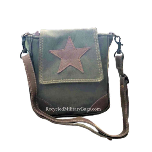 Small Crossbody Bag with Leather Star Purse   ~  Great Gift for Army Mom Wife or Veteran
