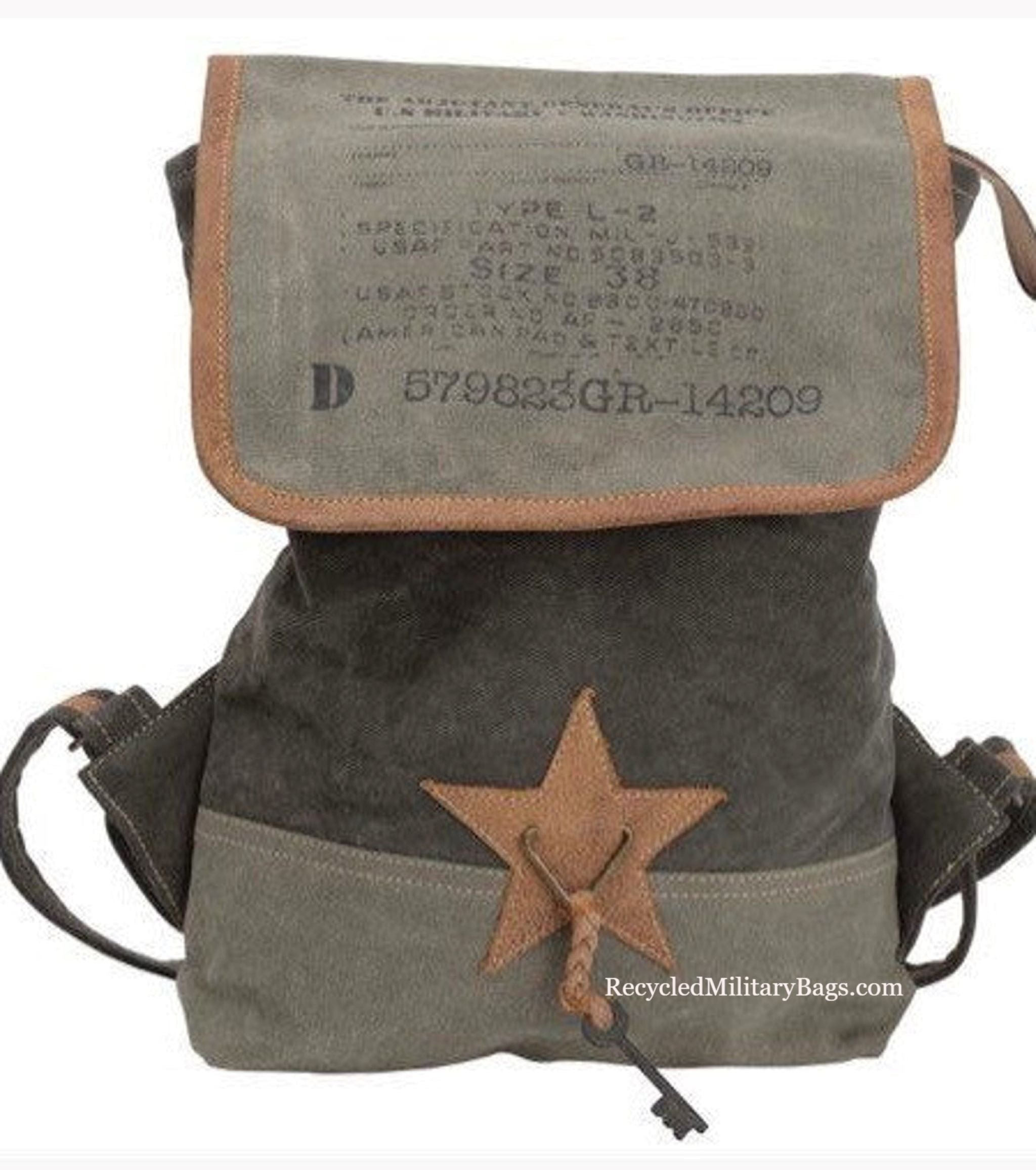 Army Webbing-Trimmed Recycled Canvas Backpack