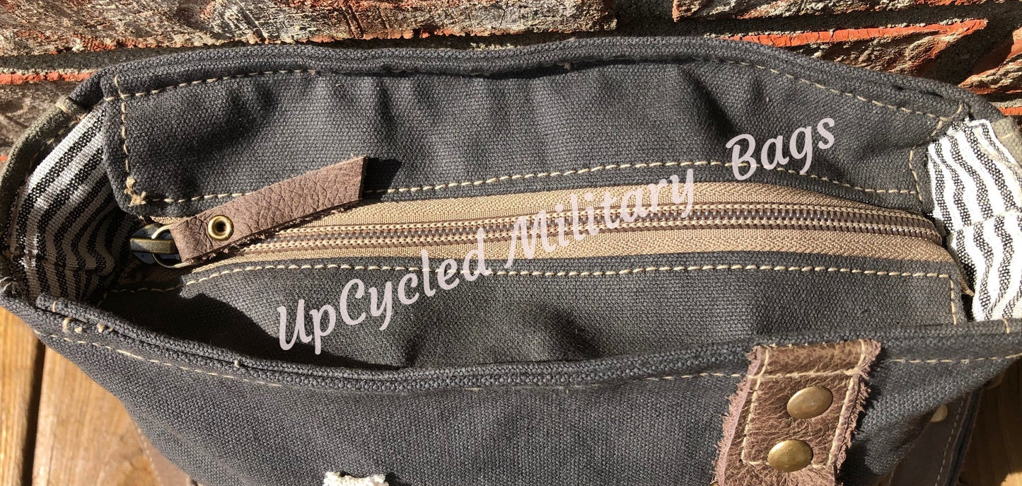 Vintage Double Star Sustainable Canvas Bag Crossbody Purse Great Size Crossbody!