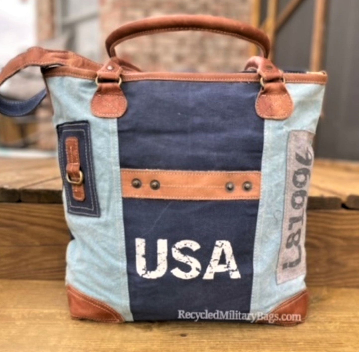 Patriotic USA Blue Sustainable Canvas Tote or Purse