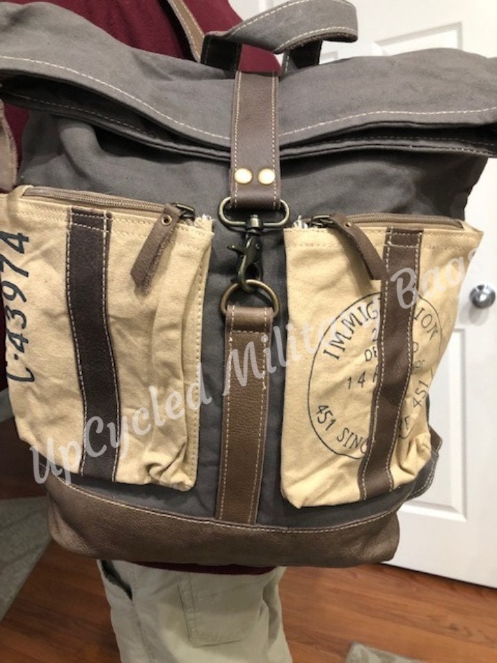 Large Roll Top Sustainable Canvas Backpack with Superior Durability and Quality