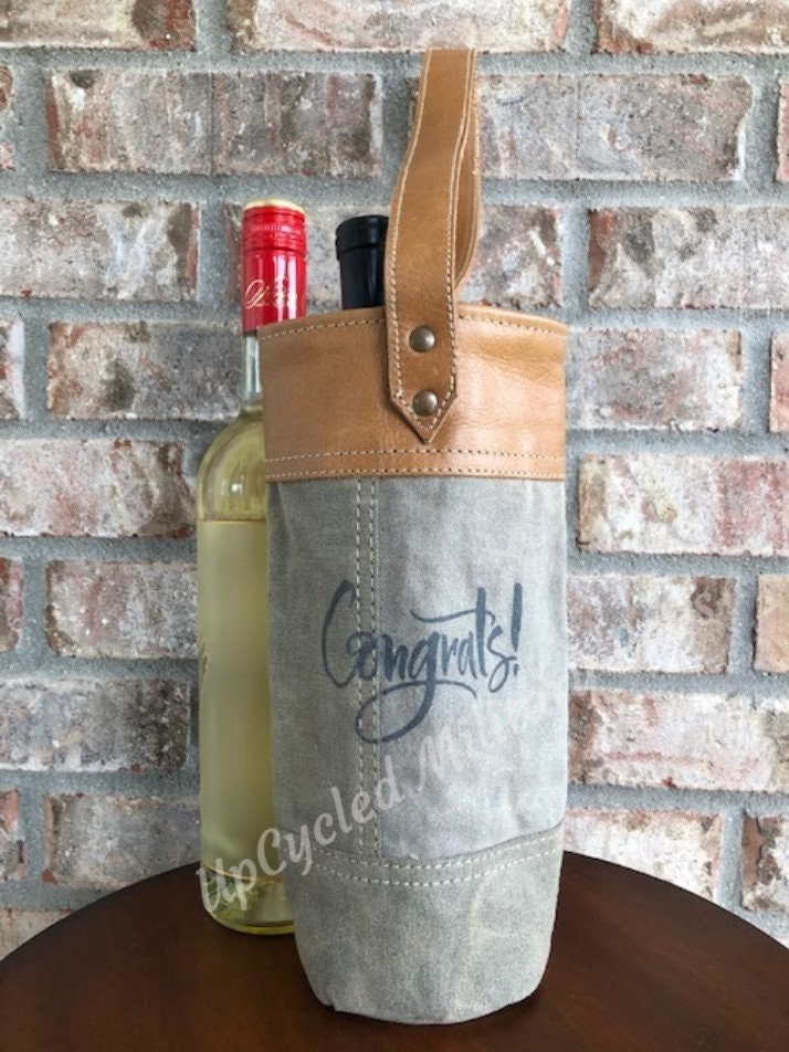 Congrats! Gift Wine Tote Congratulations Engagement New Home Baby Job Wedding Promotion Graduation Retirement Gift for her Wine Lovers Gift