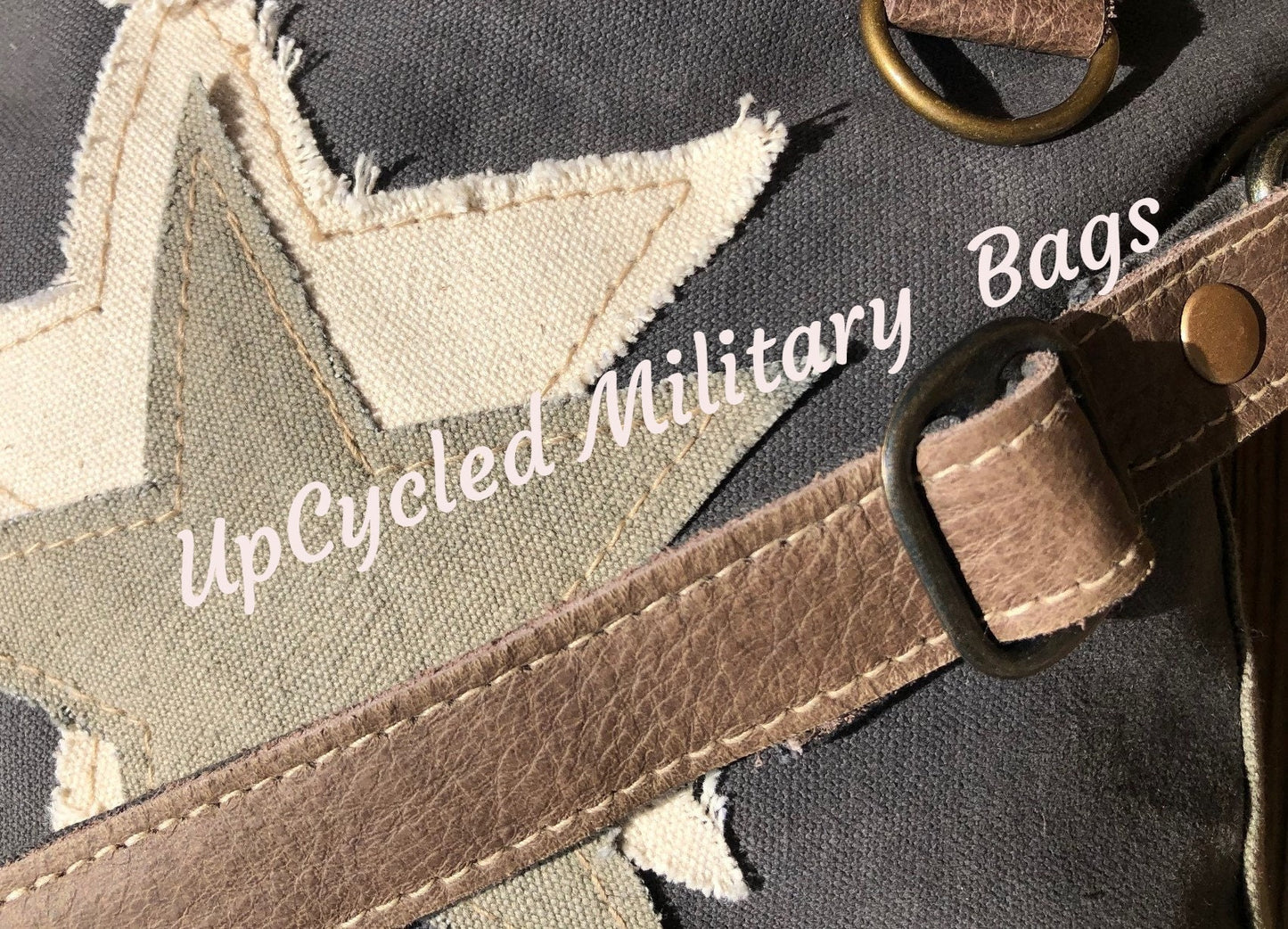 Vintage Double Star Sustainable Canvas Bag Crossbody Purse Great Size Crossbody!