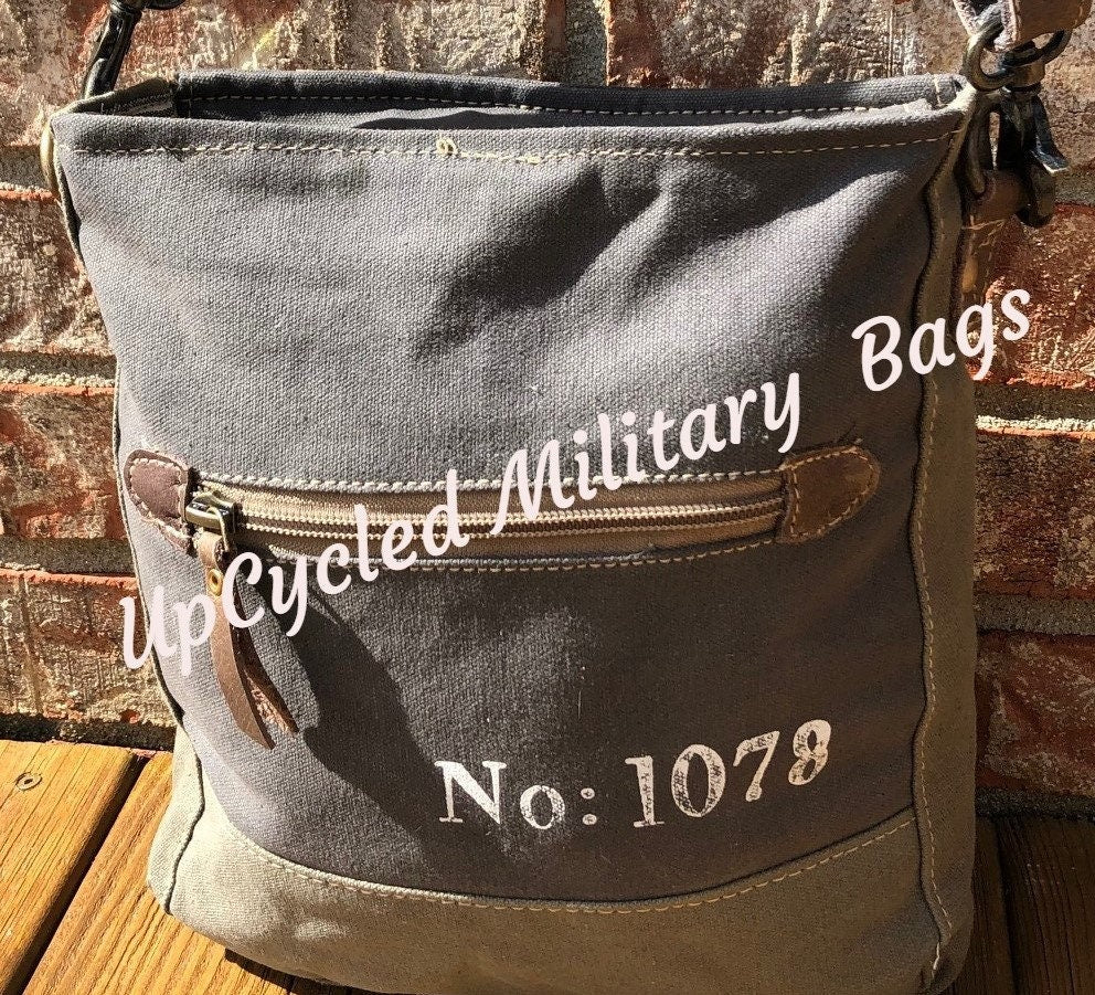 Vintage Double Star Sustainable Canvas Bag Crossbody Purse Great Size Crossbody!