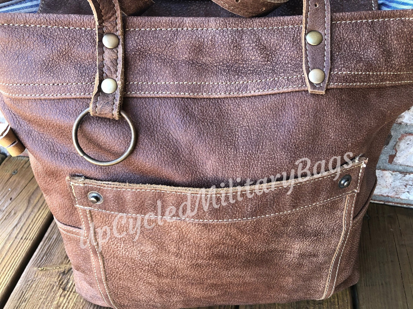 Distressed Repurposed Leather Shoulder Bag Purse Tote or Travel Bag!