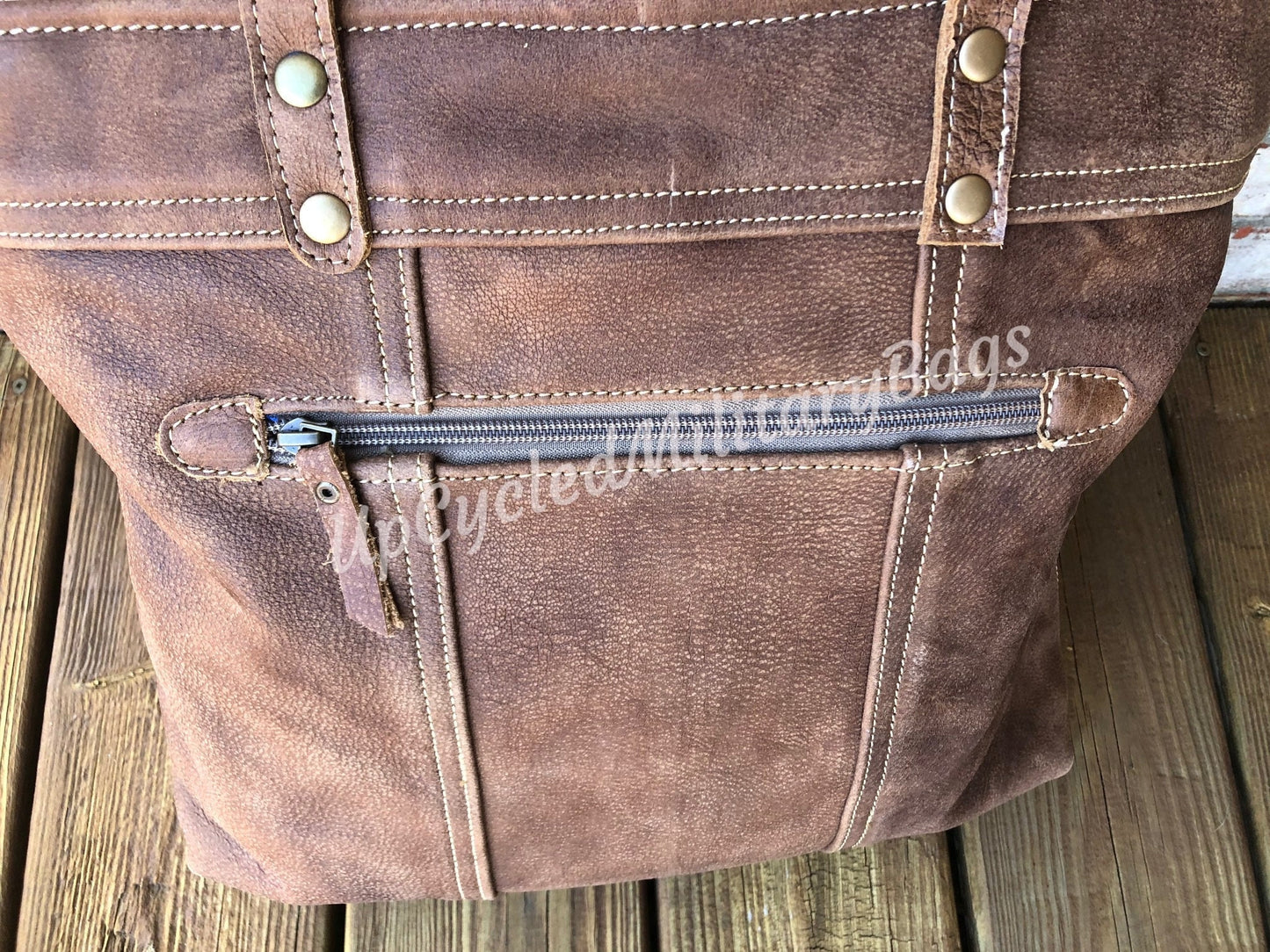 Distressed Repurposed Leather Shoulder Bag Purse Tote or Travel Bag!