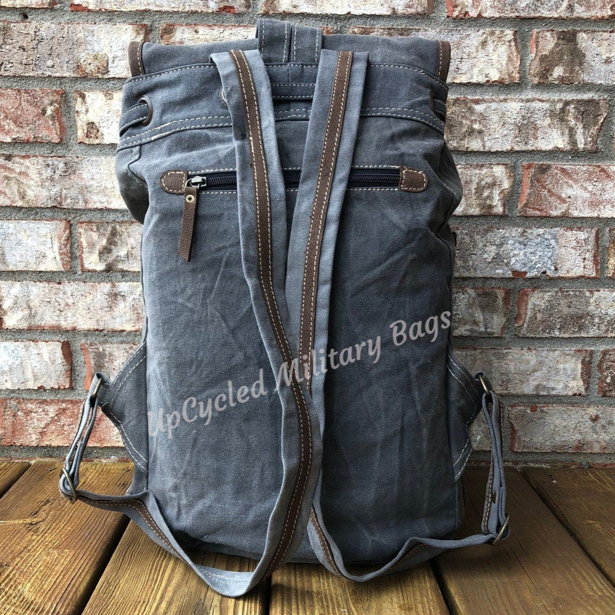 Unisex Gray Large Sustainable Canvas Backpack
